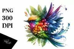 Vibrant Bird with Flowers PNG Product Image 1