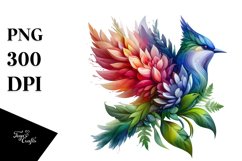 Vibrant Bird with Flowers PNG Product Image 1