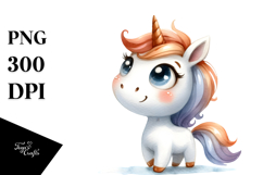 Expressive Unicorn with Goofy Smile Watercolor PNG Product Image 1