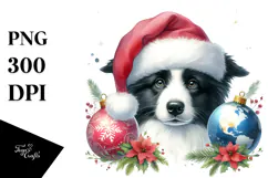 Border Collie with Christmas Globes, Transparent PNG Product Image 1