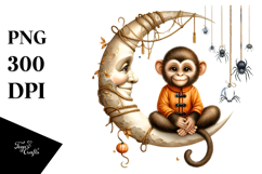 Monkey Dressed for Halloween on Moon PNG Product Image 1