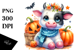 Cute Baby Cow, Watercolor PNG Product Image 1