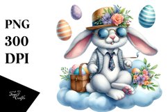 Bunny with Straw Hat and Sunglasses PNG Product Image 1