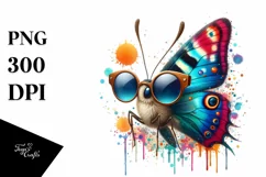 Quirky Colorful Butterfly Sunglasses Clipart Product Image 1
