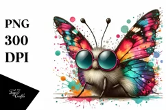 Quirky Colorful Butterfly Sunglasses Clipart Product Image 3