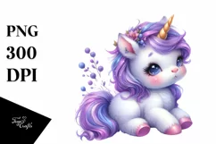 Cute Baby Unicorn Violet Clipart Product Image 3