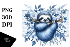Sloth made of Blue Toile PNG Product Image 1