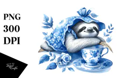 Sloth made of Blue Toile PNG Product Image 1