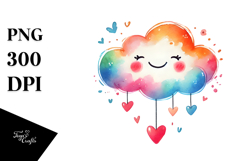 Simple Smiling Watercolor Cloud, Transparent PNG Product Image 1