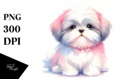 Cute Shih Tzu Watercolor Clipart Product Image 3