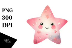 Simple Pinkish Watercolor Star PNG Product Image 1