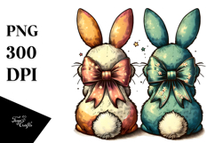 colorful Bunny with Bow, PNG Product Image 1