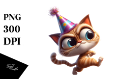 Digital Cat with Party Hat PNG Product Image 1