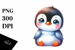 Baby Penguin Cuddling Carousel | Sublimation | Clipart Product Image 1