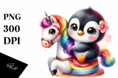 Colorful Baby Penguin Cuddling Carousel | Sublimation | Product Image 3