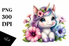 Cute Baby Unicorn Petunia Clipart Product Image 1