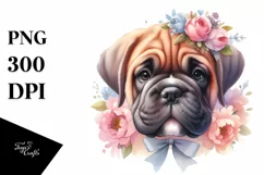 Cute Bullmastiff Watercolor Clipart Product Image 3