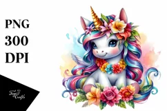 Baby Unicorn with Lei, PNG Product Image 1