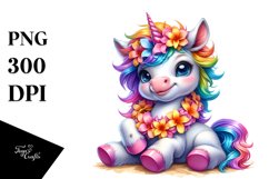 Baby Unicorn with Lei, PNG Product Image 3