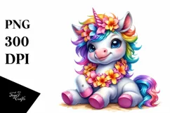 Baby Unicorn with Lei, PNG Product Image 3