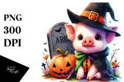 Cute Baby Pig Halloween | Sublimation Clipart Product Image 1
