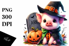 Cute Baby Pig Halloween | Sublimation Clipart Product Image 1