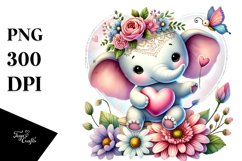 Boho Elephant with Big Heart PNG Product Image 1
