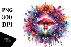 Vibrant Magical Mushroom, PNG Product Image 1