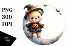 Cute Baby Bear on Moon, Transparent PNG Product Image 1