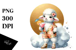 Funny Lamb with Cocktail, High-Res PNG Product Image 1