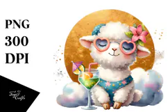 Cute Lamb in Beachwear PNG Product Image 1