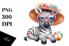 colorful baby Zebra with Sunglasses | Clipart Product Image 1