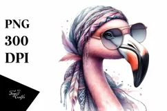 Funny Flamingo Portrait with Scarf and Sunglasses | Product Image 3
