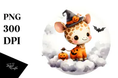 Adorable Baby Giraffe in Halloween Costume, Digital Art Product Image 1
