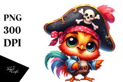 Vibrant Baby Rooster in Pirate Hat PNG Product Image 1