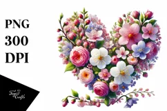 Heart Spring Flowers, Digital Painting PNG Product Image 1