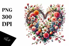 Heart Spring Flowers, Digital Painting PNG Product Image 1