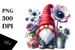 Gnome with Anemone Flower, Transparent PNG Product Image 1