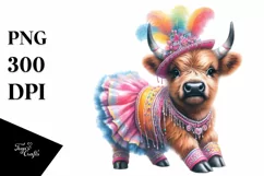 Colorful Samba Dancer Highland Cow PNG Product Image 3