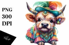 Baby Highland Cow Samba Dancer, PNG Product Image 1