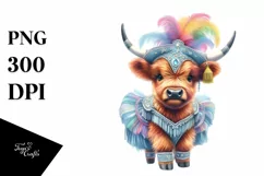 Baby Highland Cow Samba Dancer, PNG Product Image 3