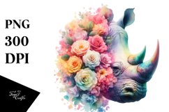 Pastel Watercolor Vibrant Rhino Flowers Clipart Product Image 3
