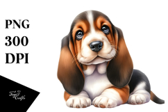Baby Basset Hound in Watercolor, SEO PNG Product Image 1