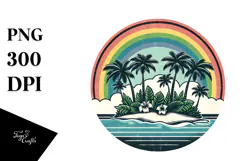 Vintage Tropical Island Rainbow PNG Product Image 1