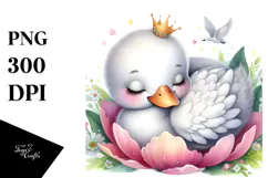 Whimsical Baby Swan Sleeping PNG Product Image 1