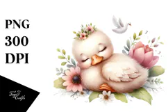 Whimsical Baby Swan Sleeping PNG Product Image 1