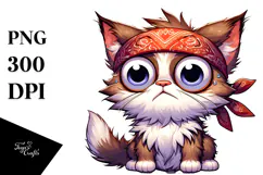 Goofy Cat with Bandana PNG Product Image 1