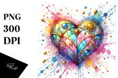 Colorful Heartmade of with Goldern Insertions PNG Product Image 1