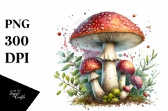 Mystical Mushroom Watercolor Splash PNG Product Image 3
