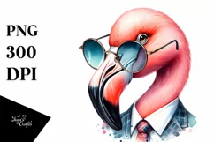 Vibrant Flamingo Portrait with Suit and es | Sublimation Product Image 1